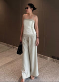 PLN Lace Trim Camisole Set In Beige