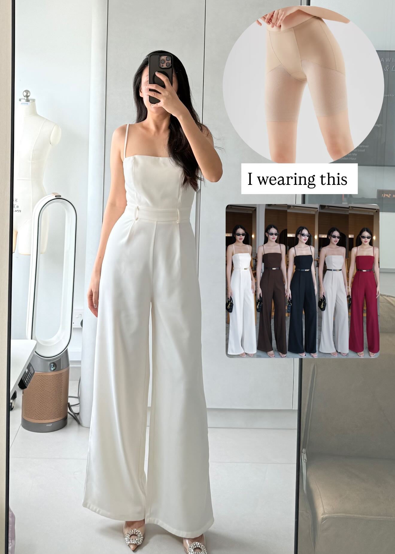9619 Jumpsuit With Belt In Ivory
