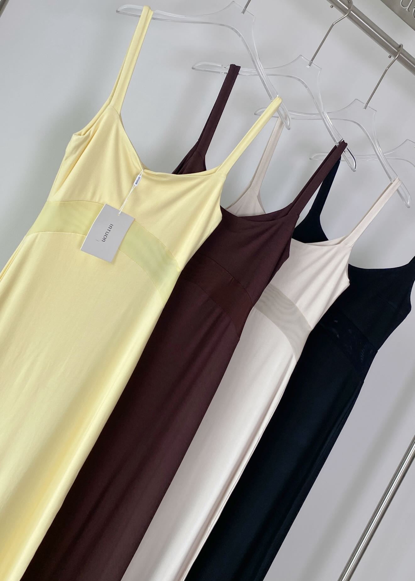 9835 Sheer Waistband Tank Long Dress