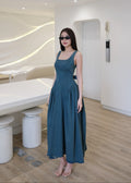 5709 Denim Dress In Rust Blue
