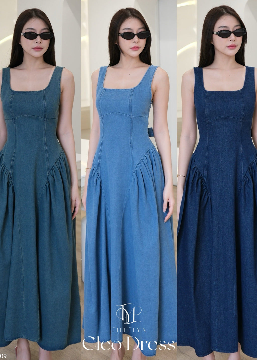 5709 Denim Dress In Rust Blue