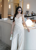 6006 V-Neck Camisole Set In Cream