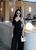 6006 V-Neck Camisole Set In Black
