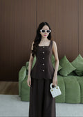 5809 Sleeveless Top & Pants Set In Brown