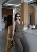 4815 Cropped Vest Set In Brown