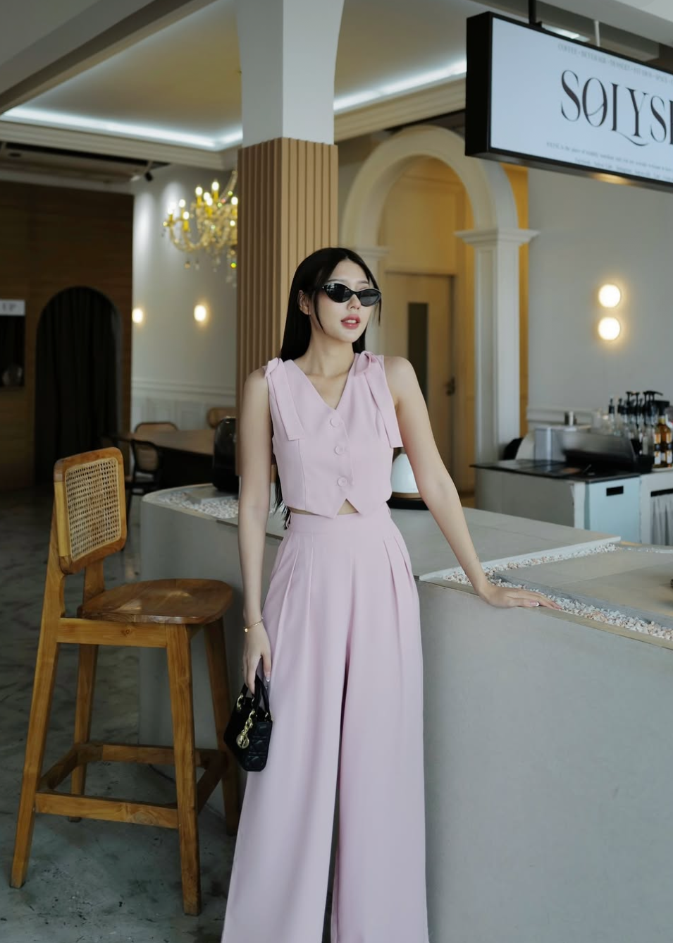 4815 Cropped Vest Set In Pink