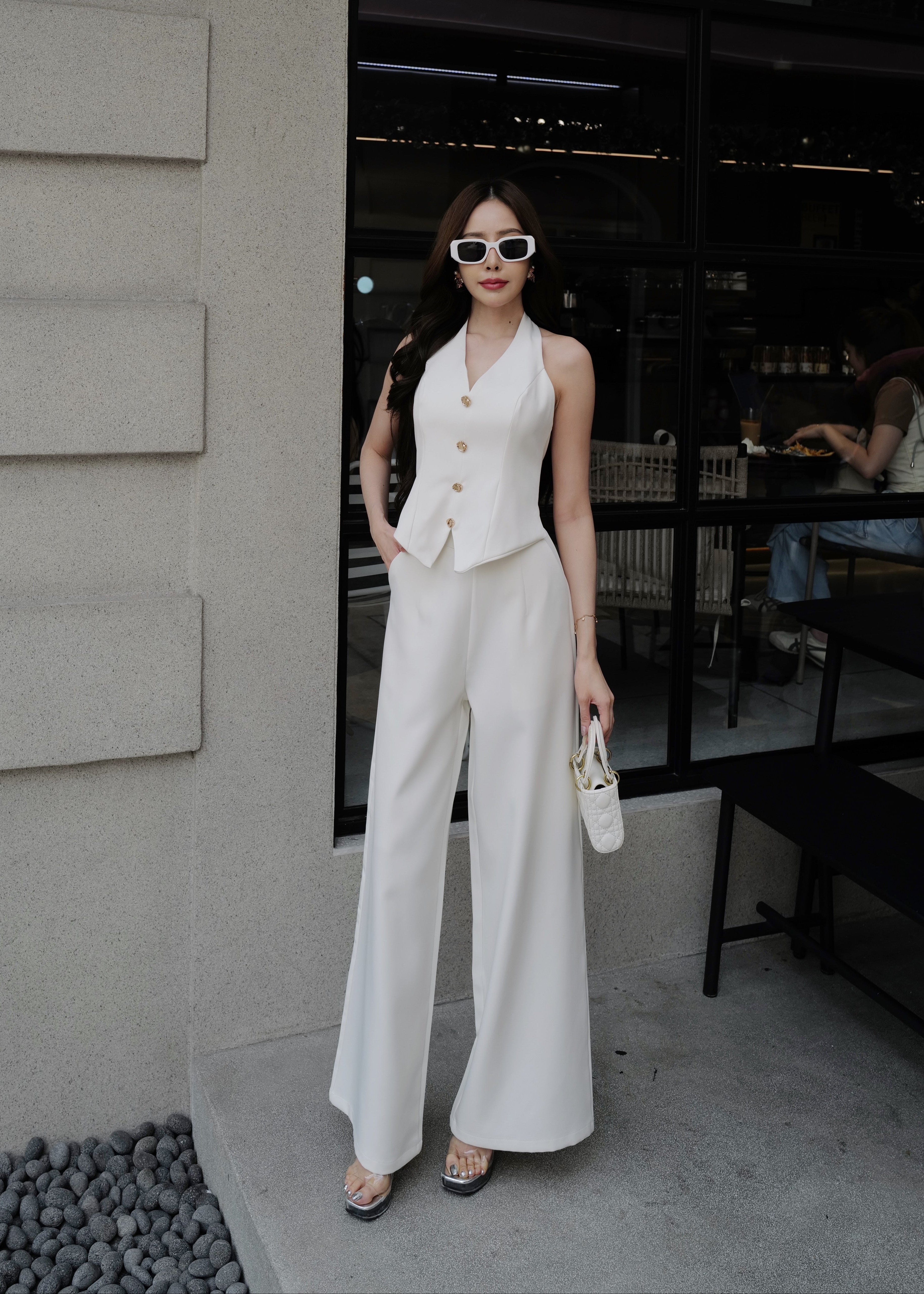 9791 Halter Neck Set In White