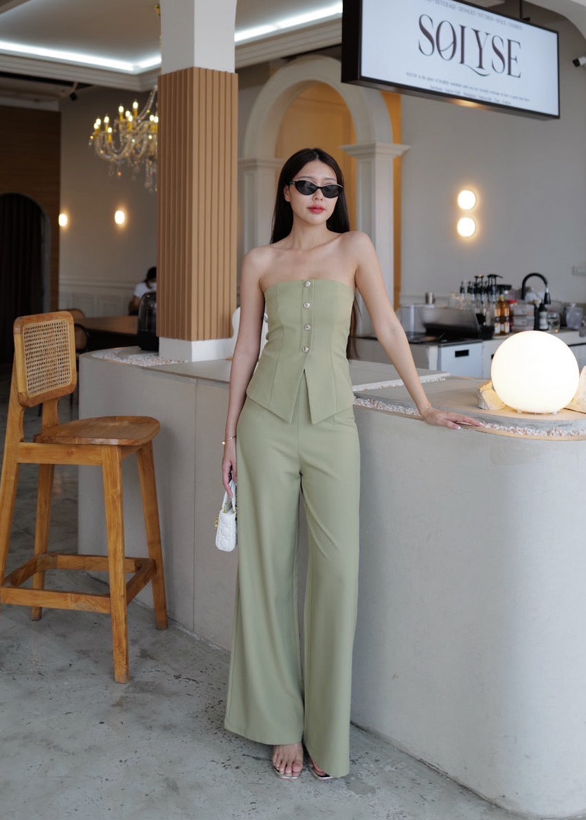 9801 Bandeau Top Set In Green