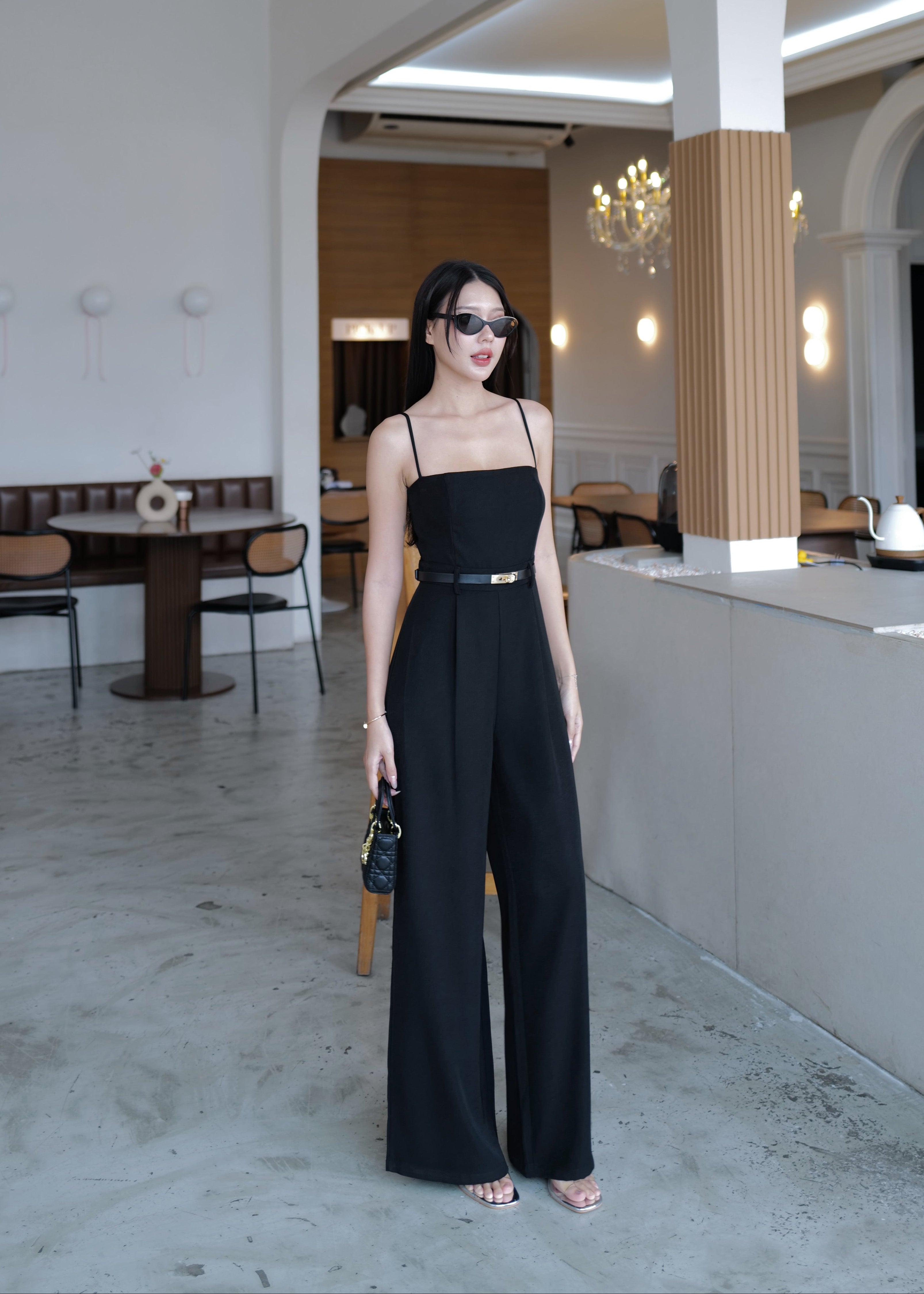 9619 Jumpsuit With Belt In Black