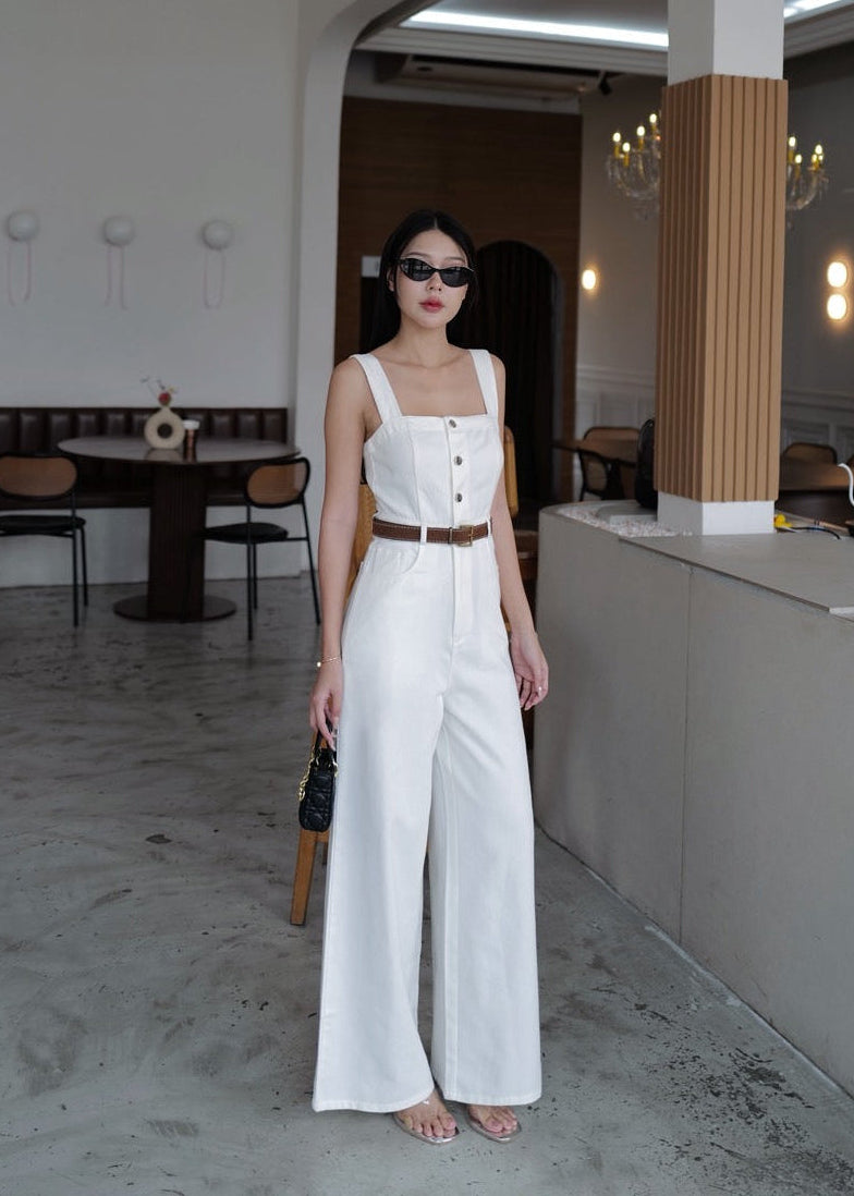 5159 Denim jumpsuit In White