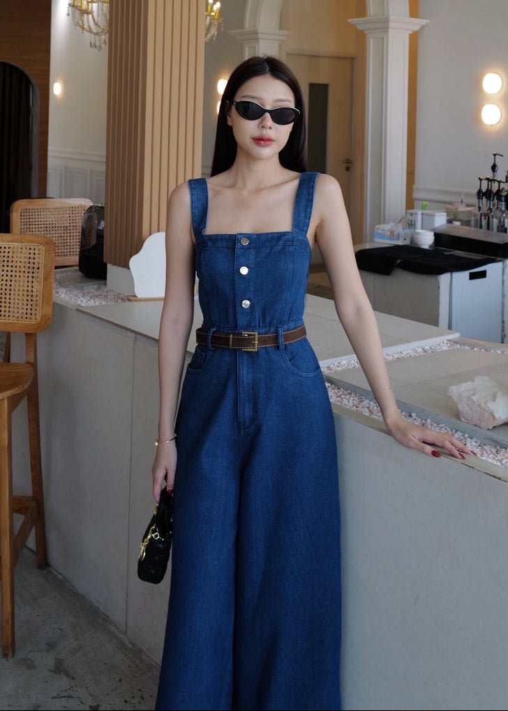 5159 Denim Jumpsuit In Dark Denim