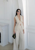 9895 Waistcoat Set In Cream (Stripe)