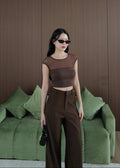 9898 Two-Piece Set In Brown