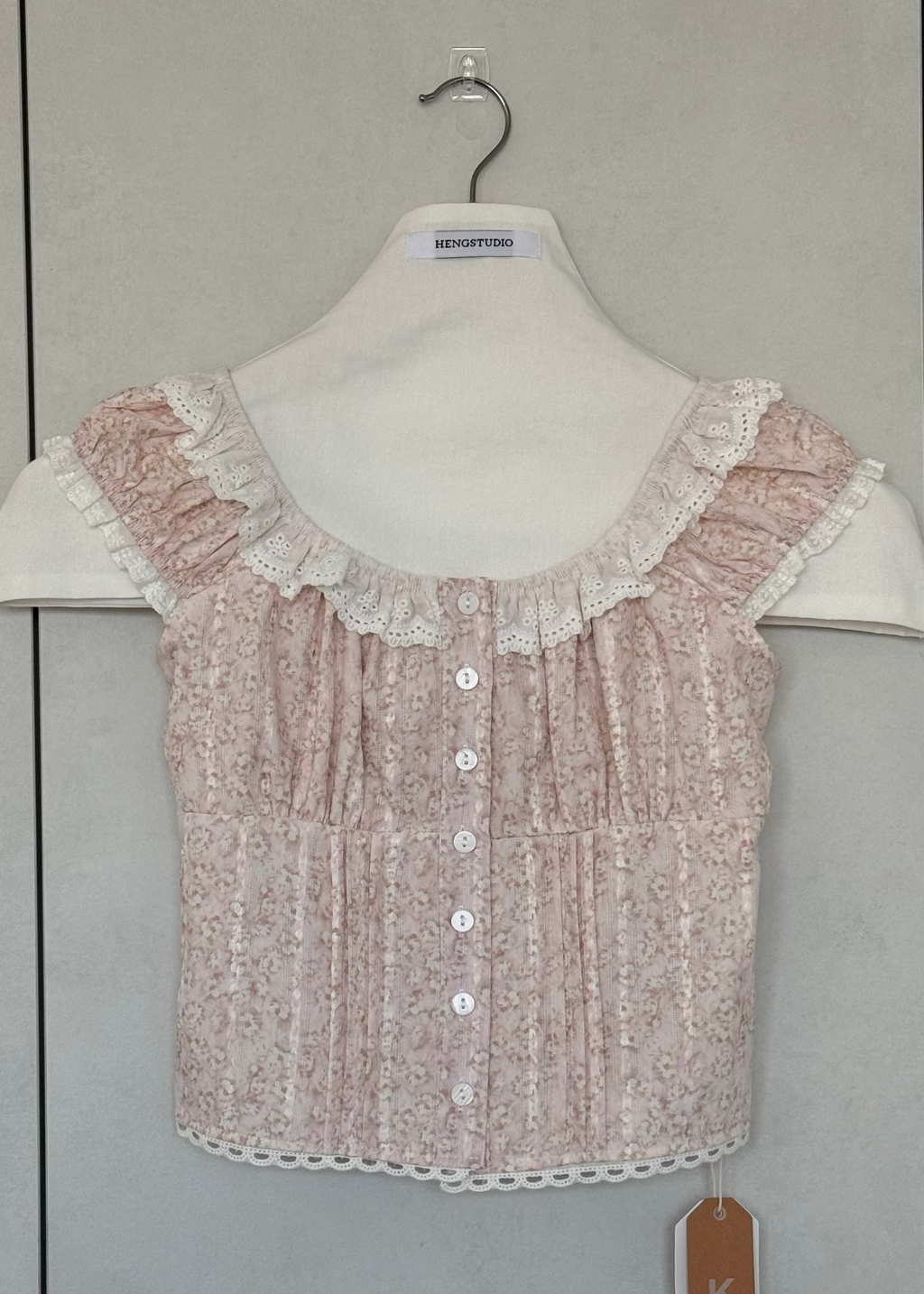 K5076 Pink Floral Smocked Top