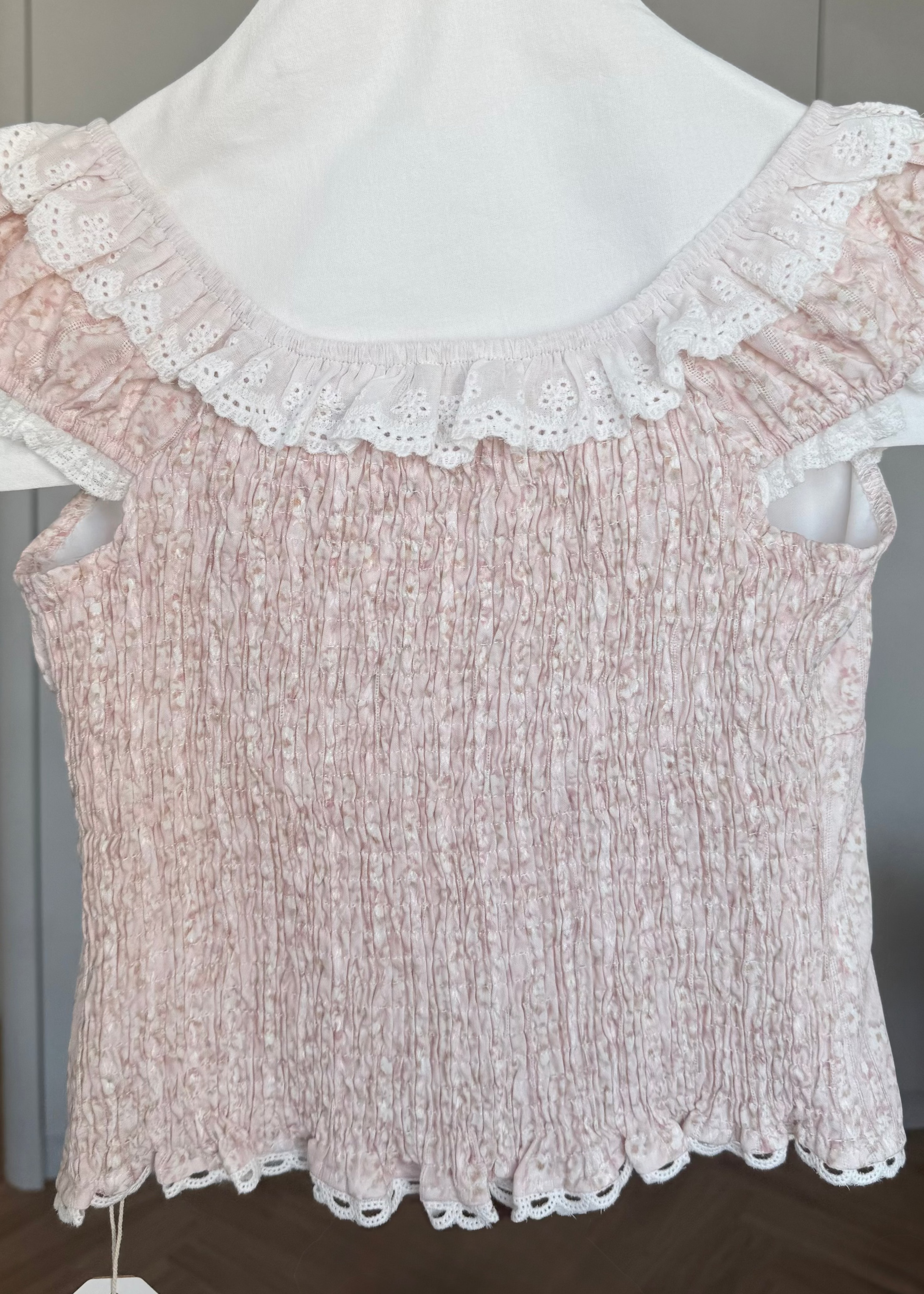 K5076 Pink Floral Smocked Top