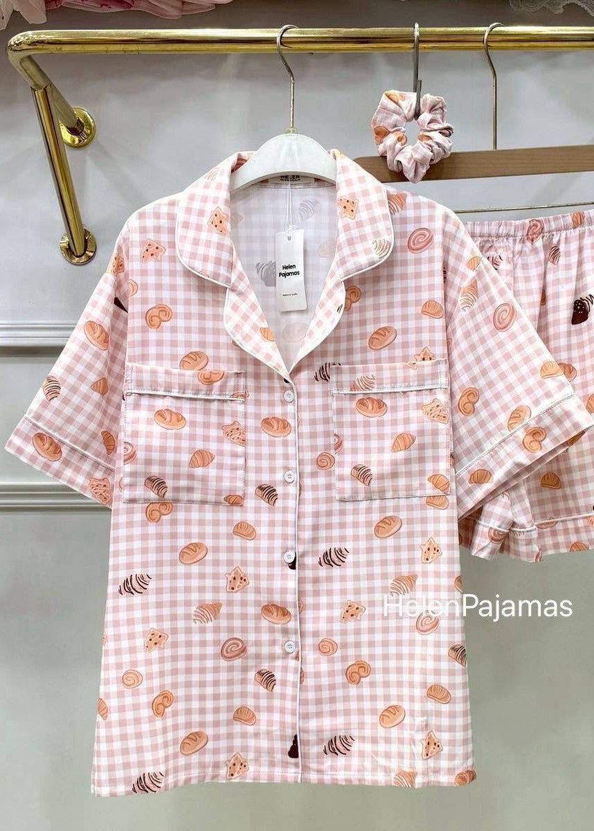PRE-ORDER ITEMS Braless Pajamas Cotton With Scrunchie (Short Short)