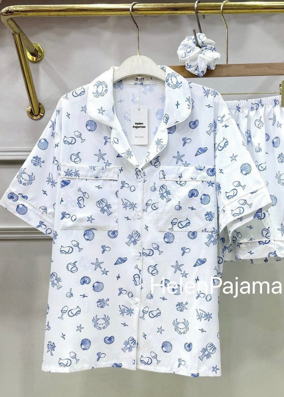 PRE-ORDER ITEMS Braless Pajamas Cotton With Scrunchie (Short Short)