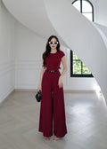9885 Short Sleeve Jumpsuit In Red