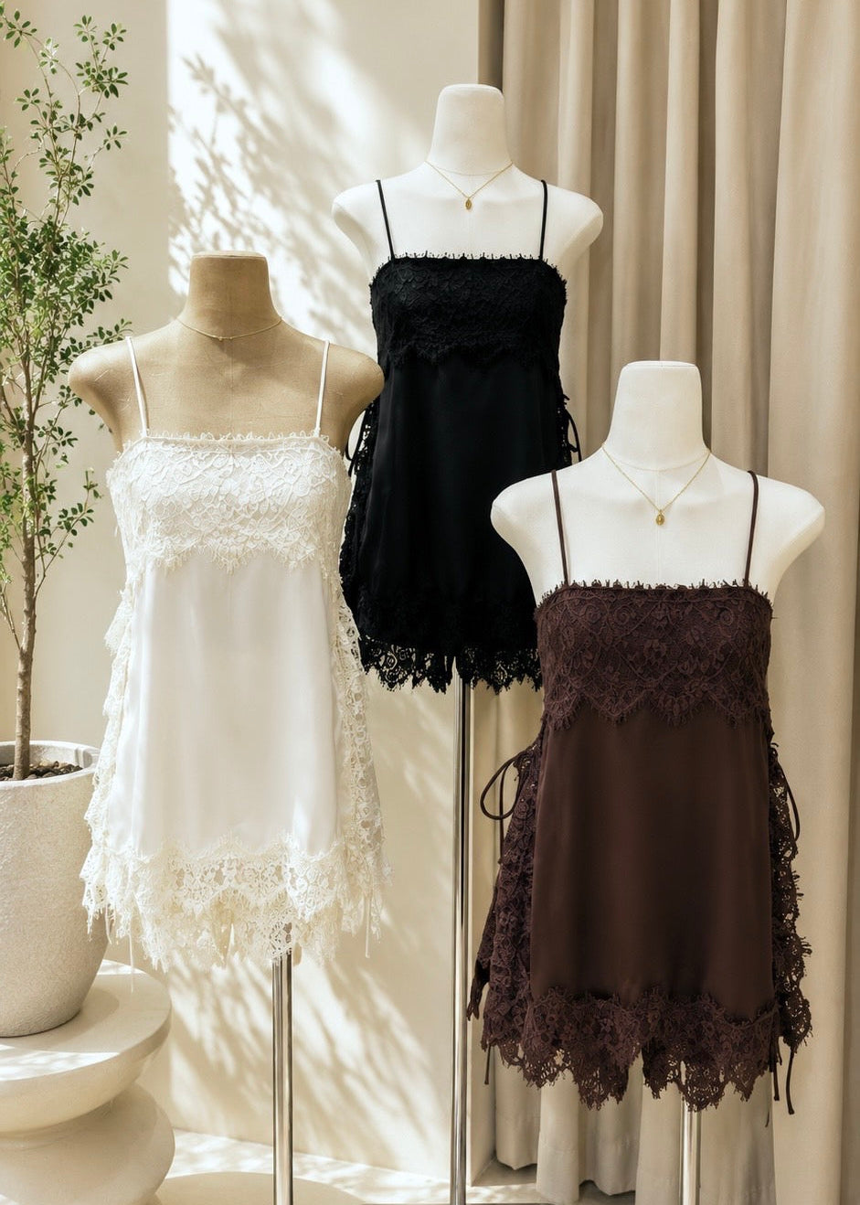 PON Satin Lace Set In Black