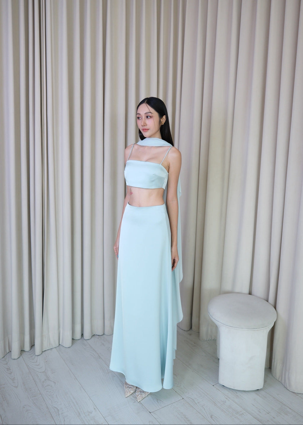 TTY Silky Set In Baby blue (3 Pieces Set)