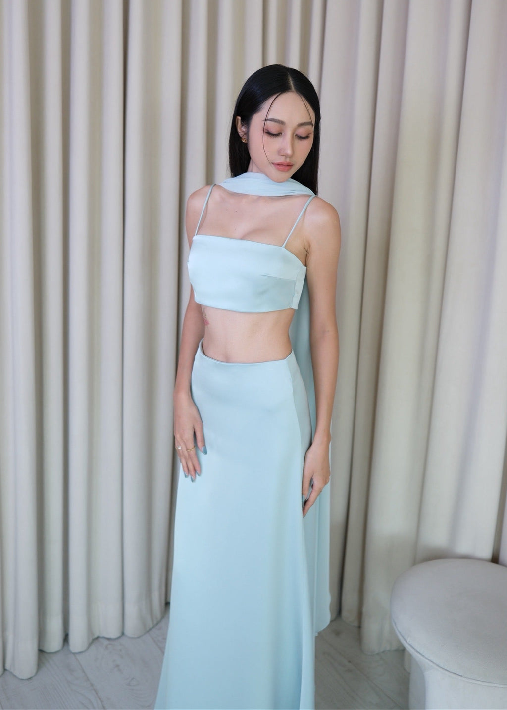 TTY Silky Set In Baby blue (3 Pieces Set)