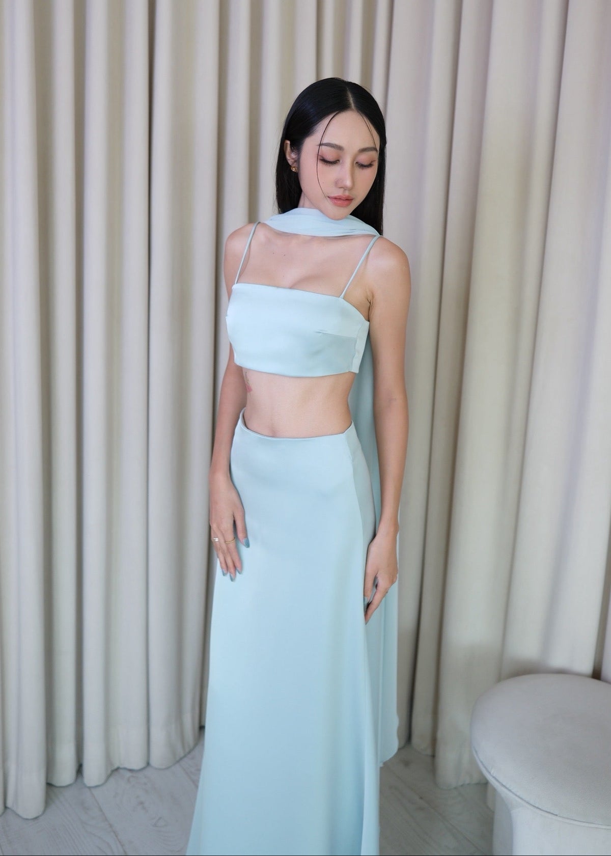 TTY Silky Set In Baby blue (3 Pieces Set)