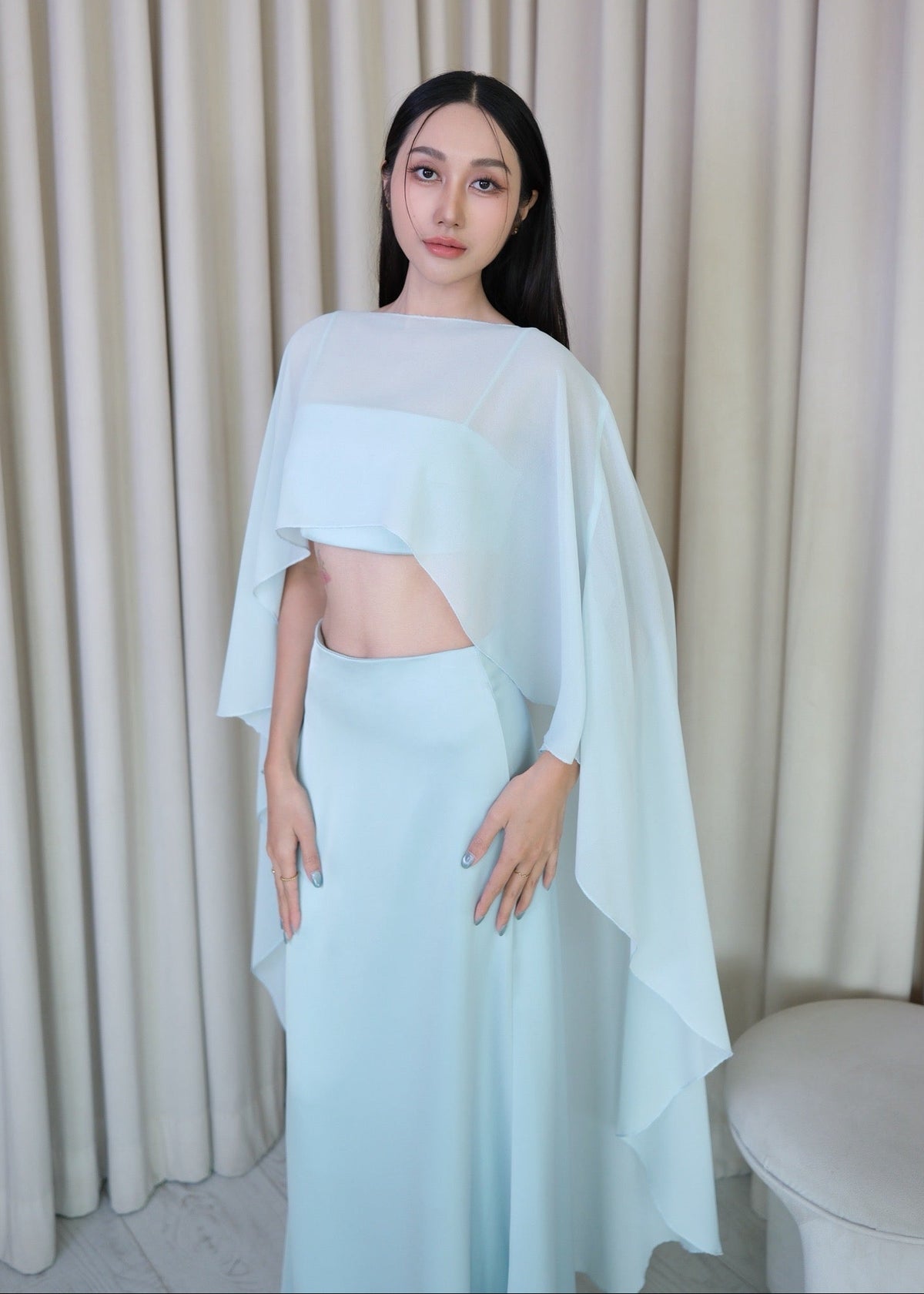 TTY Silky Set In Baby blue (3 Pieces Set)