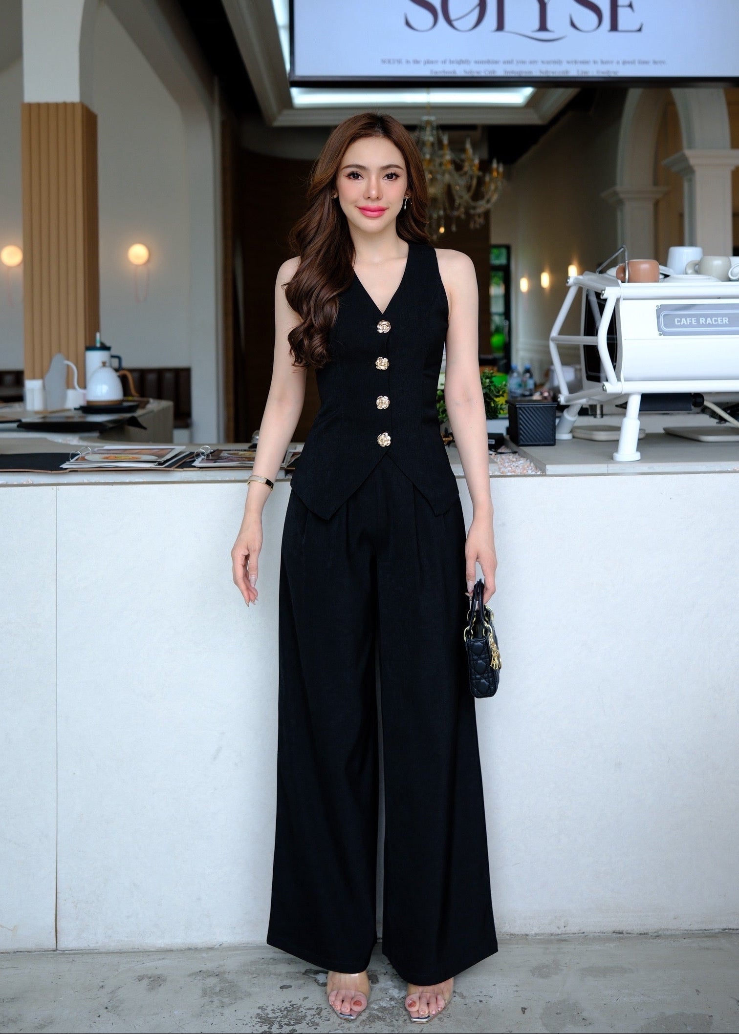 5116 Long Waist Set In Black