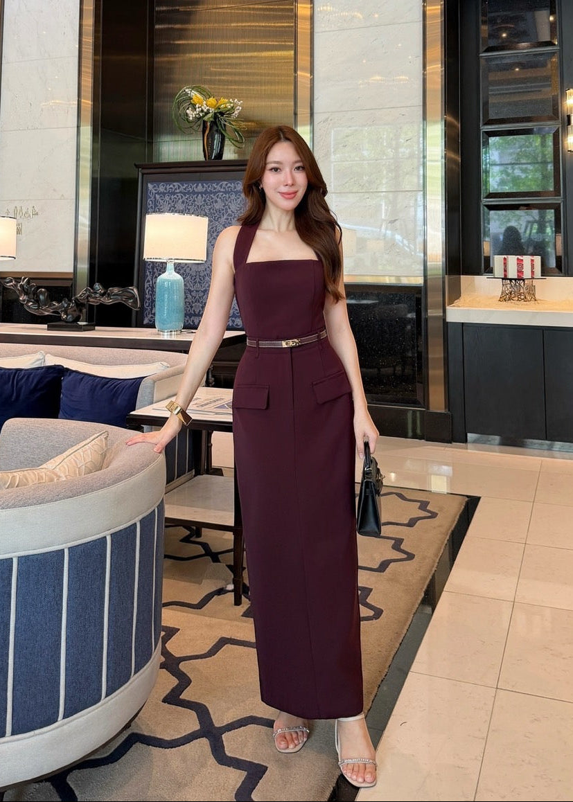 ADR Halter Neck Set In Maroon (PRE-ORDER 30-40 DAYS)