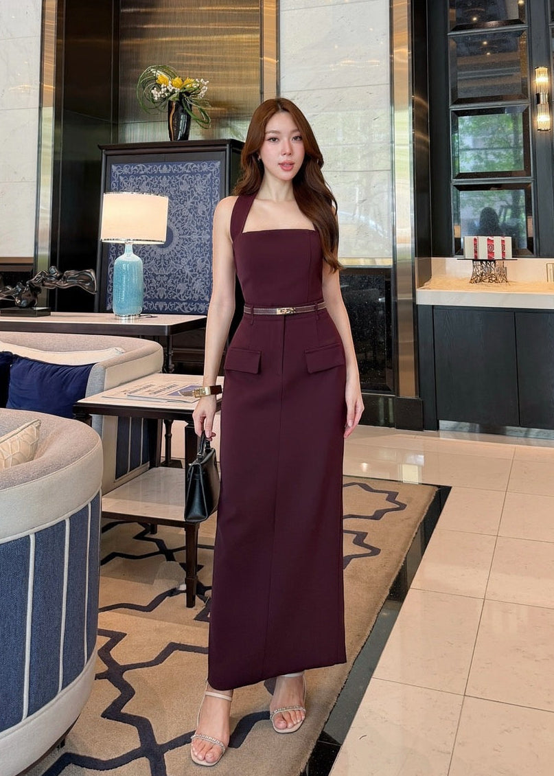 ADR Halter Neck Set In Maroon (PRE-ORDER 30-40 DAYS)