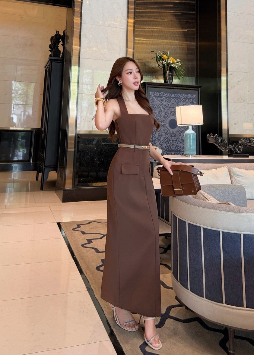 ADR Halter Neck Set In Brown (PRE-ORDER 30-40 DAYS)