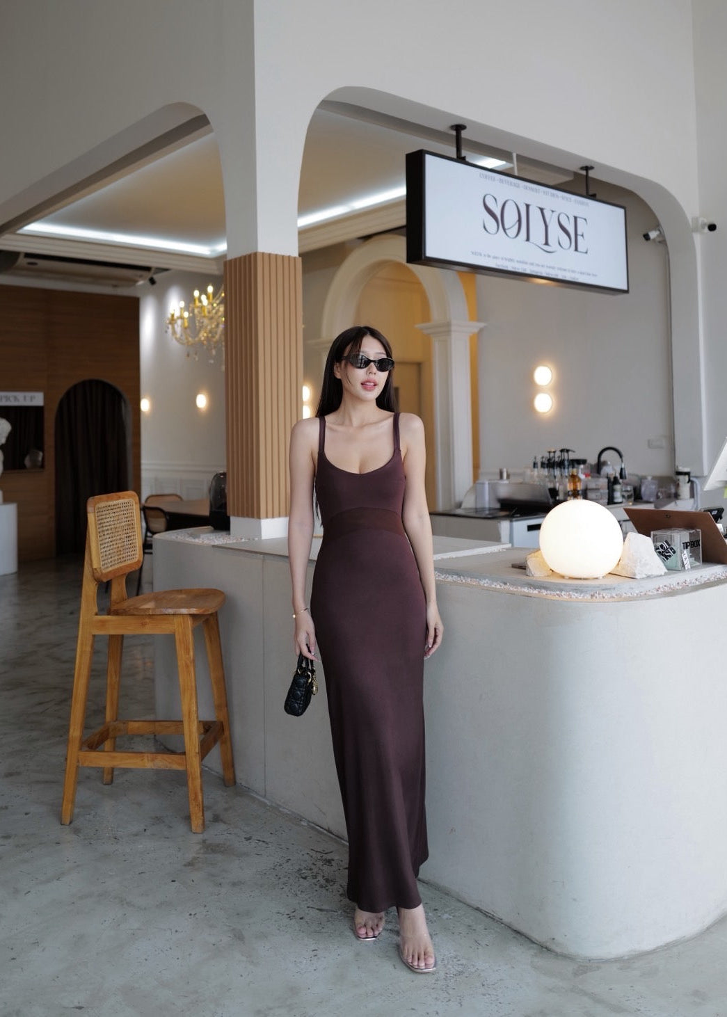 9835 Sheer Waistband Tank Long Dress