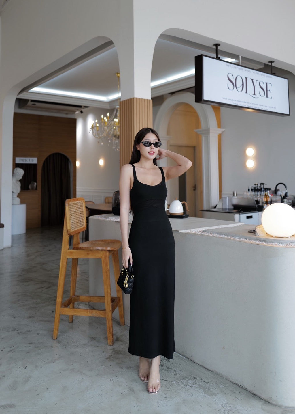 9835 Sheer Waistband Tank Long Dress