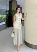 ADR Sleeveless V Neck Set In Cream