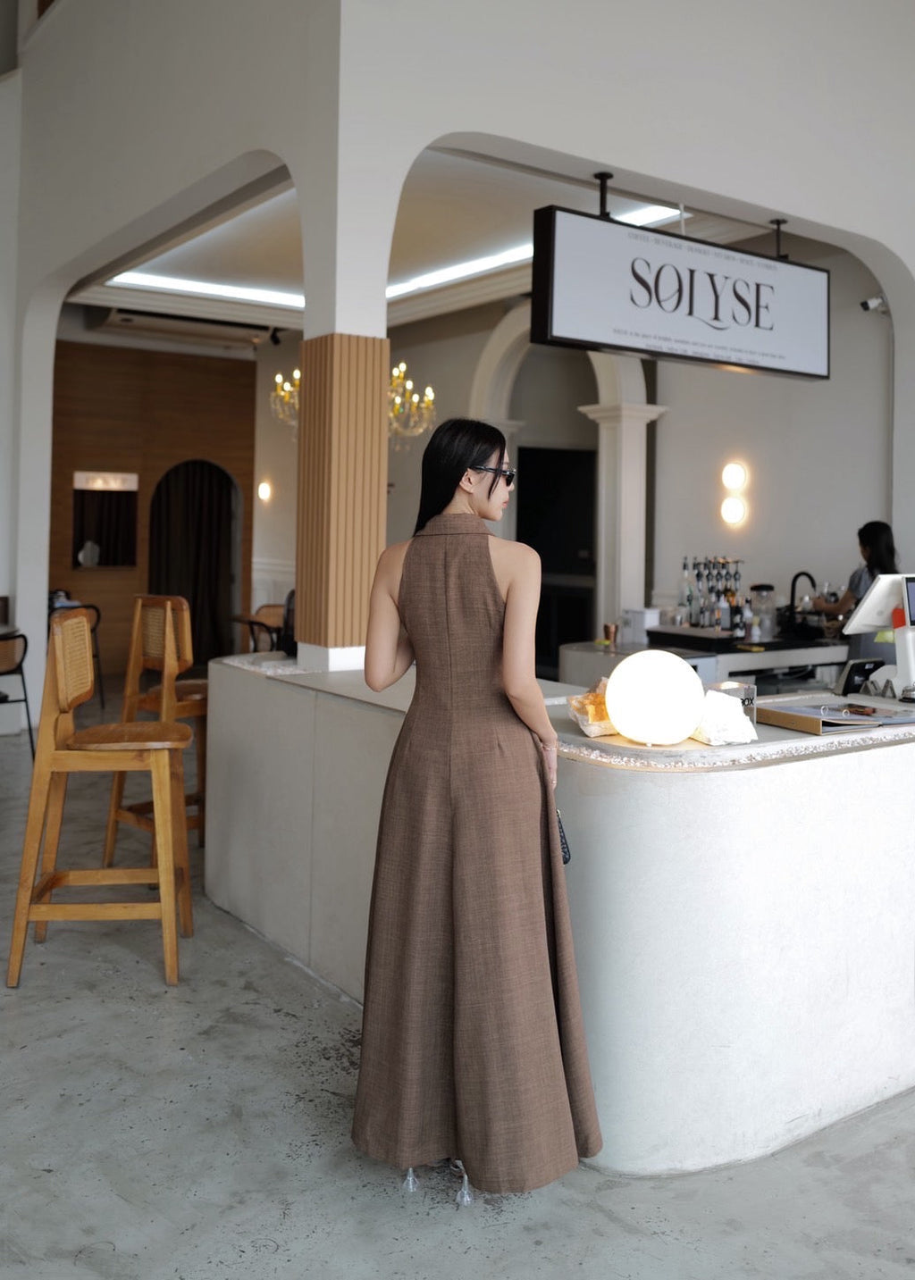 9887 Long Collared Sleeveless In Brown