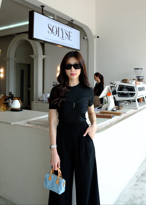 4621 Short Sleeve T-Shirt With Pant In Black