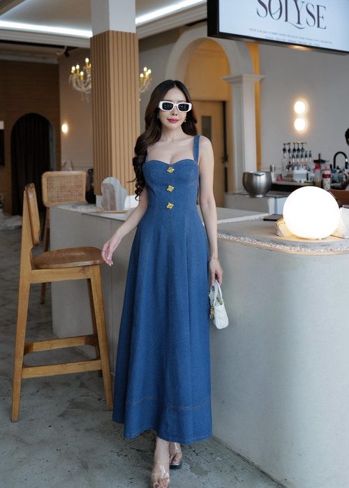 5070 Denim Dress In Drak Denim