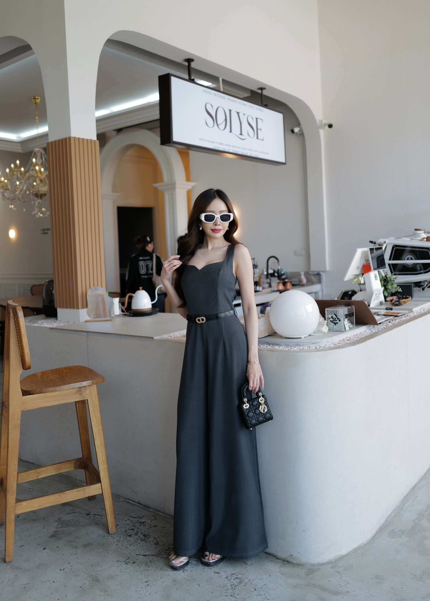 9811 Sweetheart Neckline Jumpsuit In Grey