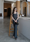 9811 Sweetheart Neckline Jumpsuit In Grey