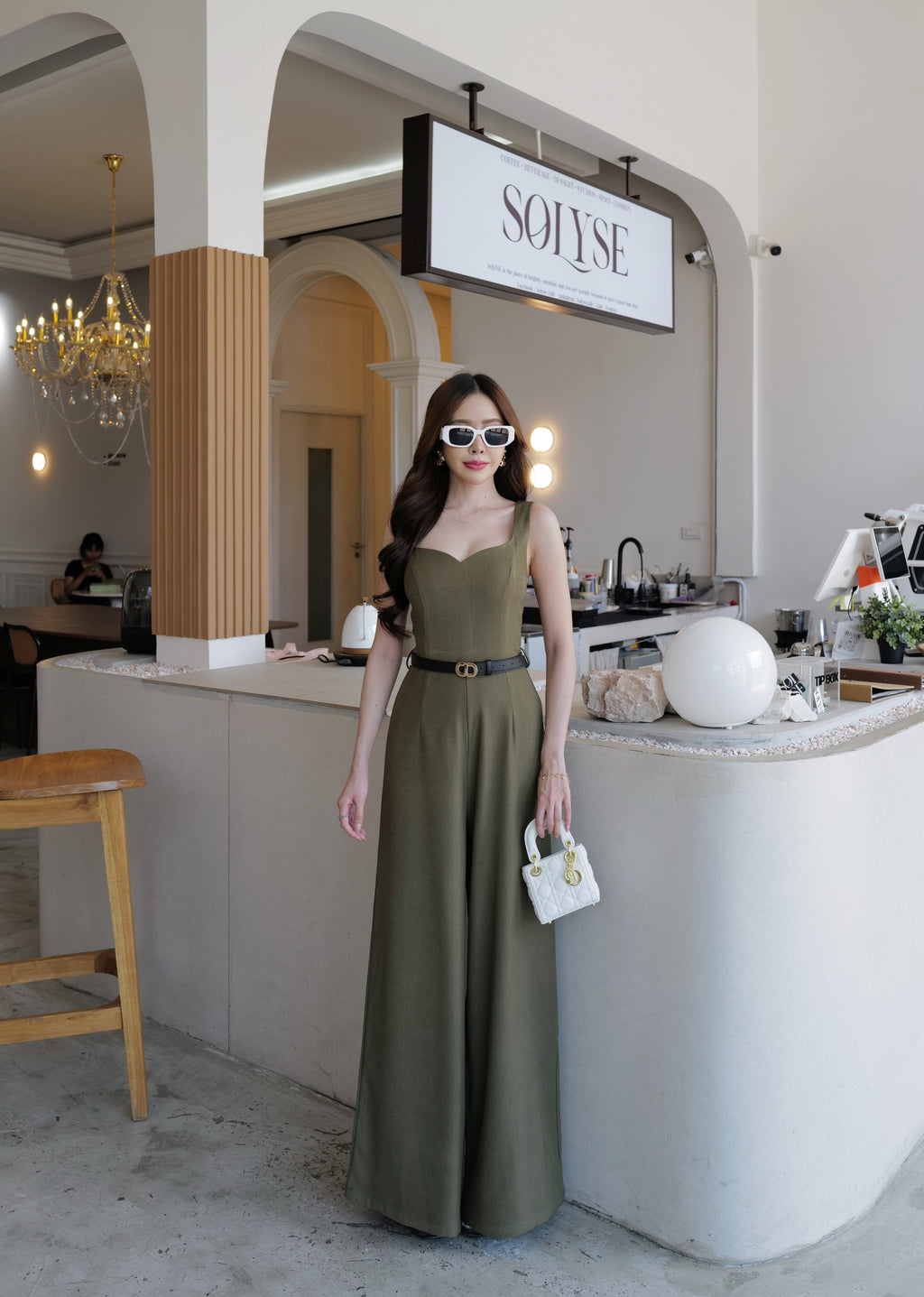 9811 Sweetheart Neckline Jumpsuit In Green