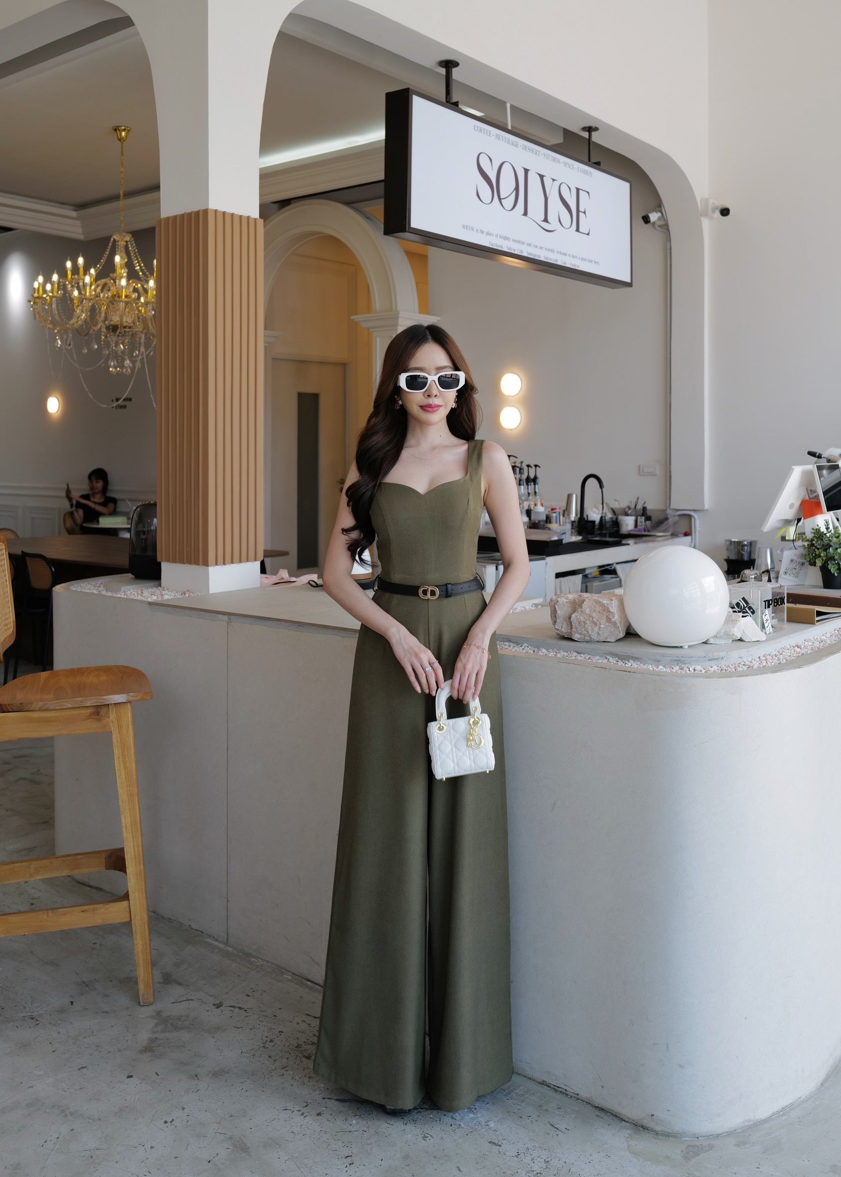9811 Sweetheart Neckline Jumpsuit In Green
