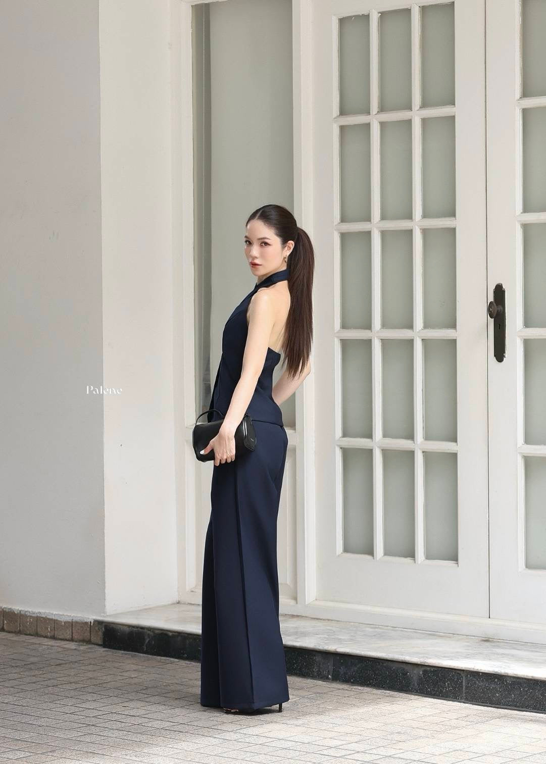 PLN Halter Neck Set In Dark Blue
