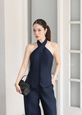 PLN Halter Neck Set In Dark Blue