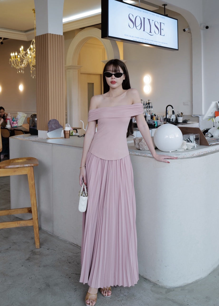 9802 Off-Shoulder Set In Pink