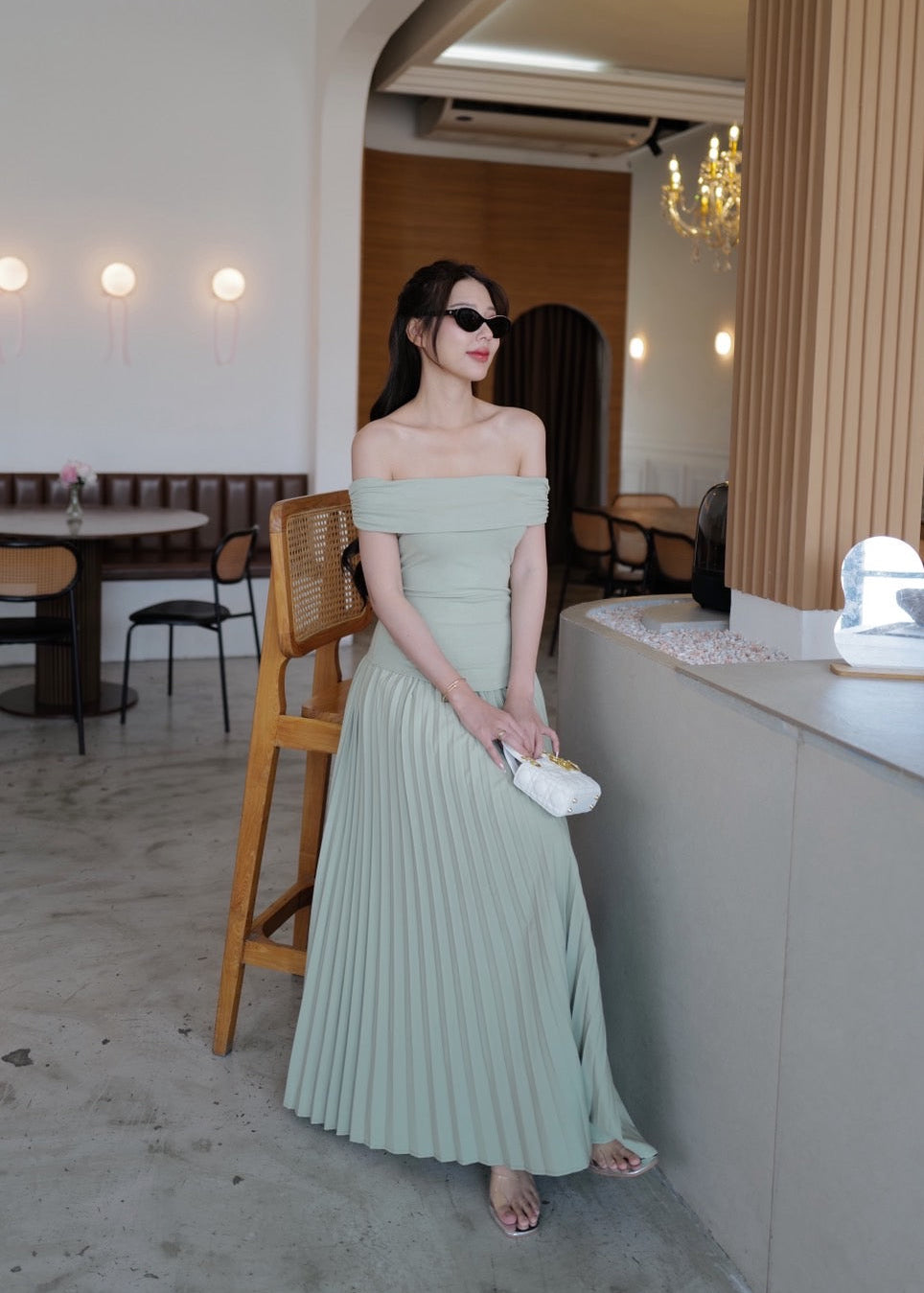 9802 Off-Shoulder Set In Green