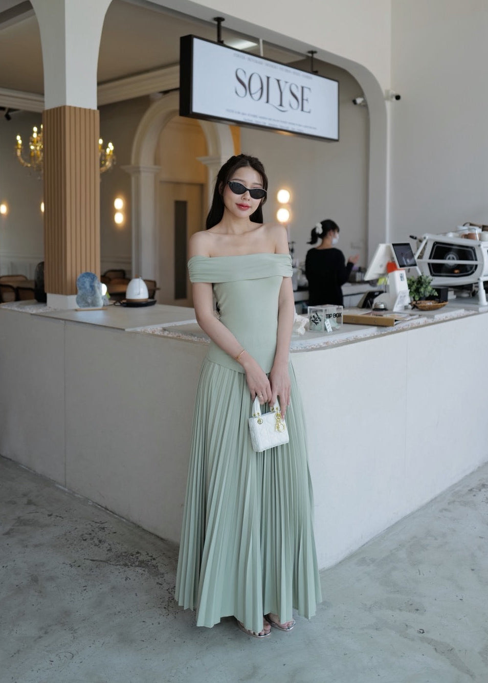 9802 Off-Shoulder Set In Green