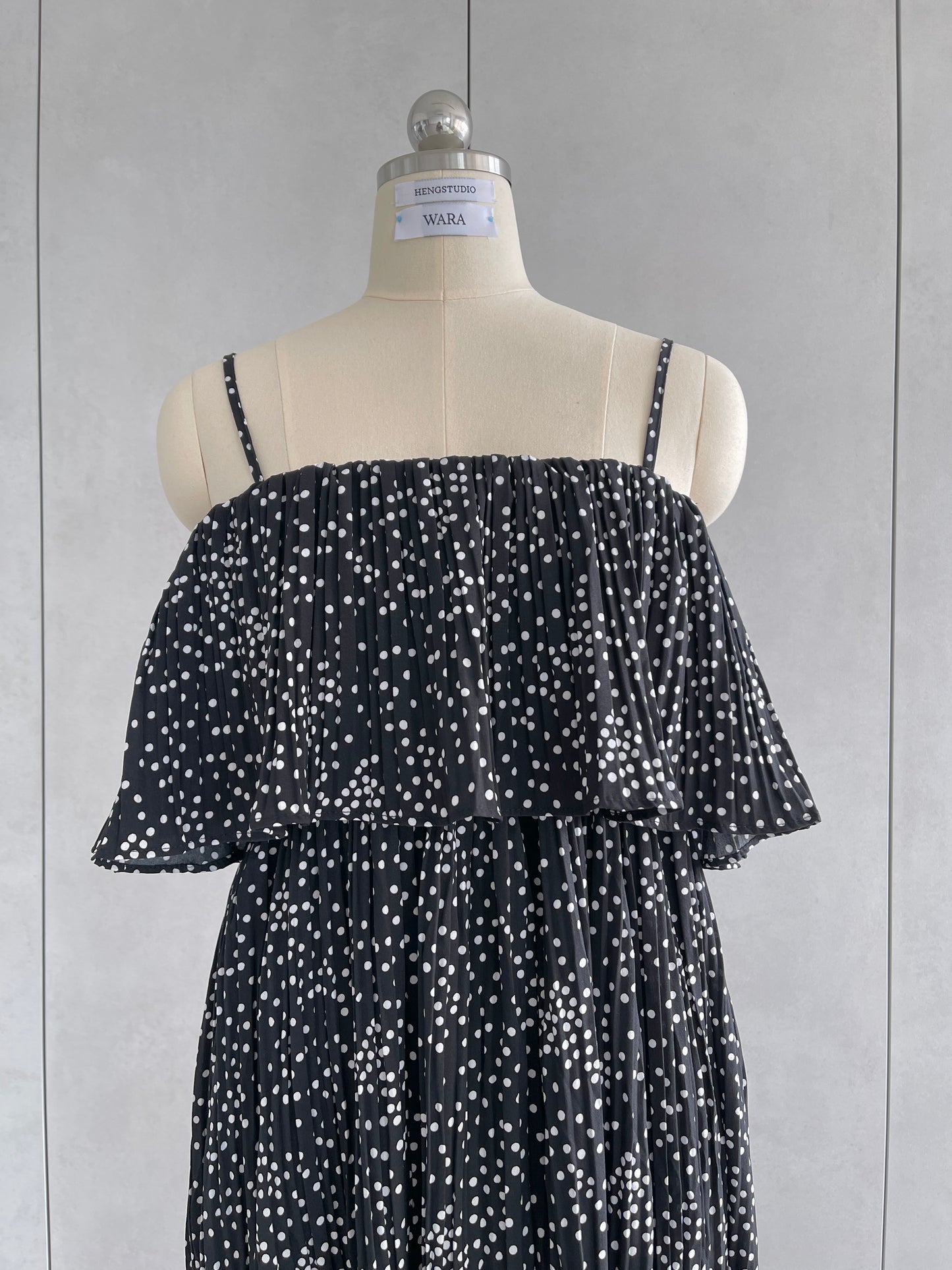 OVERLAY POLKA DOT DRESS IN BLACK