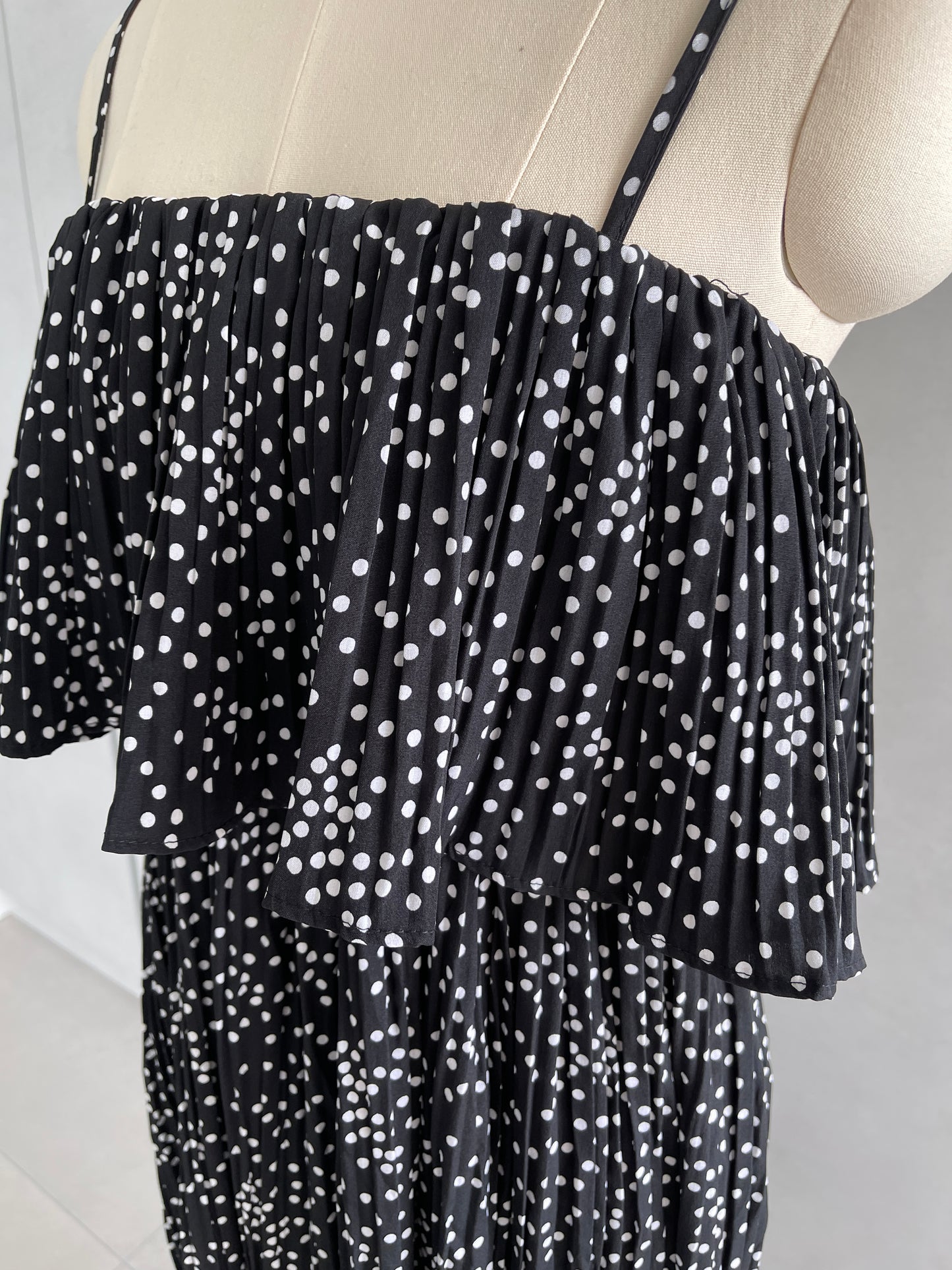 OVERLAY POLKA DOT DRESS IN BLACK