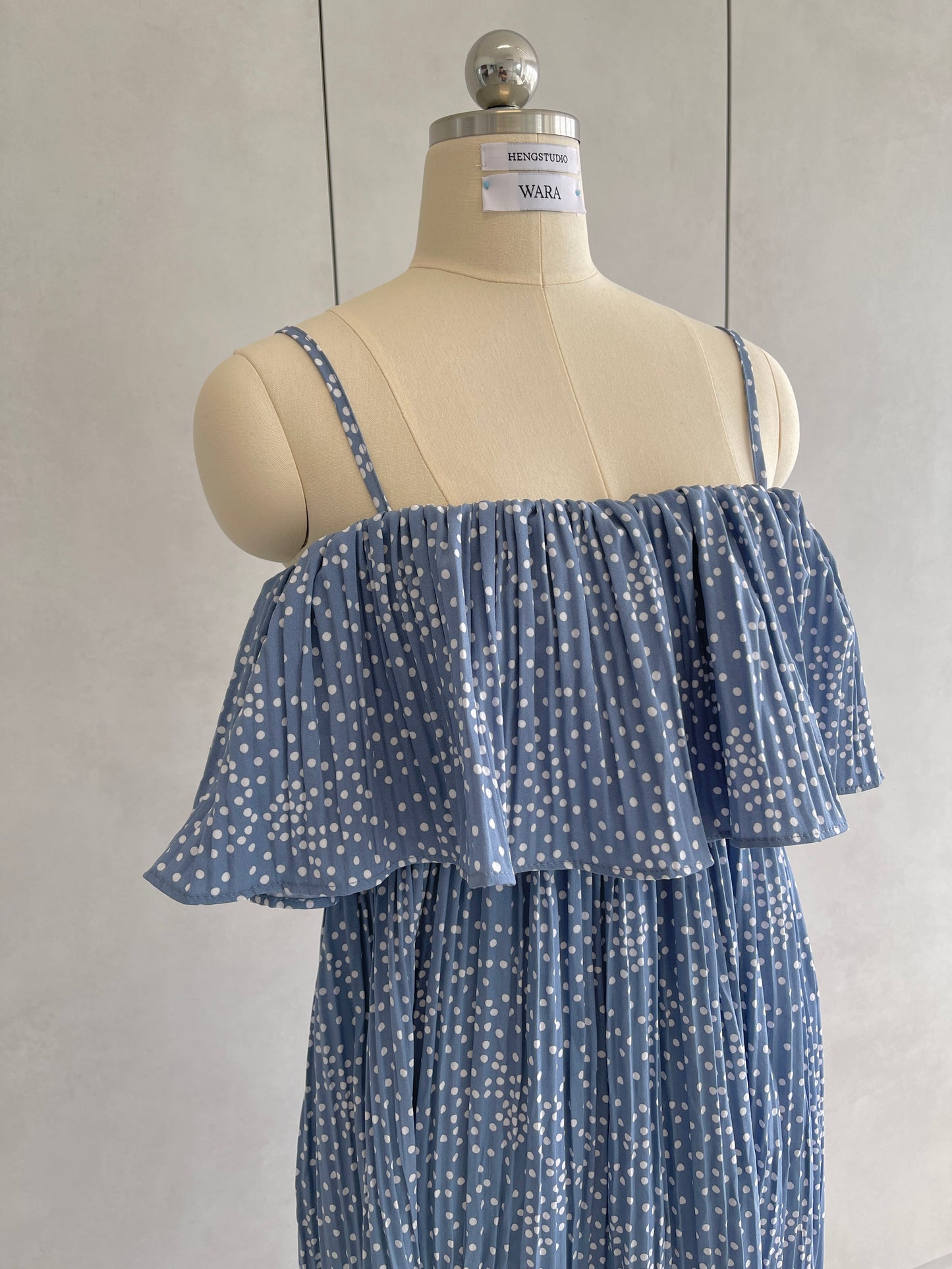 OVERLAY  POLKA DOT  DRESS IN BLUE