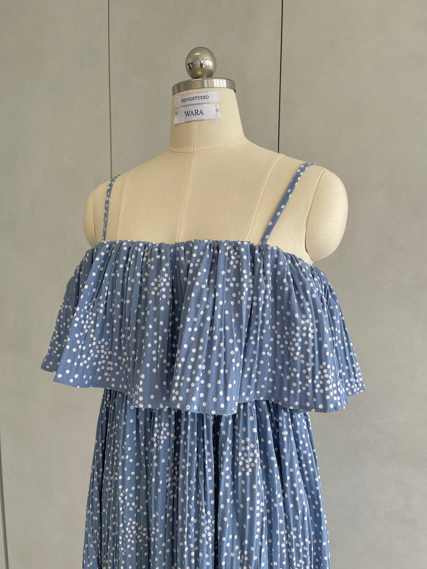 OVERLAY  POLKA DOT  DRESS IN BLUE